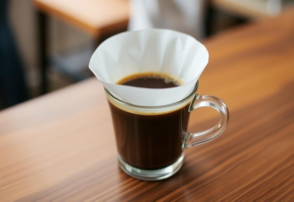 A cup of expertly crafted pour-over coffee on a wooden table