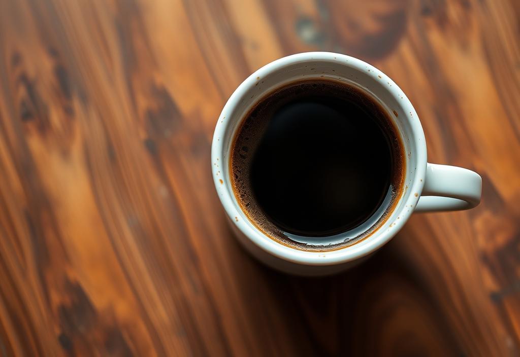 A cup of expertly roasted coffee on a wooden table