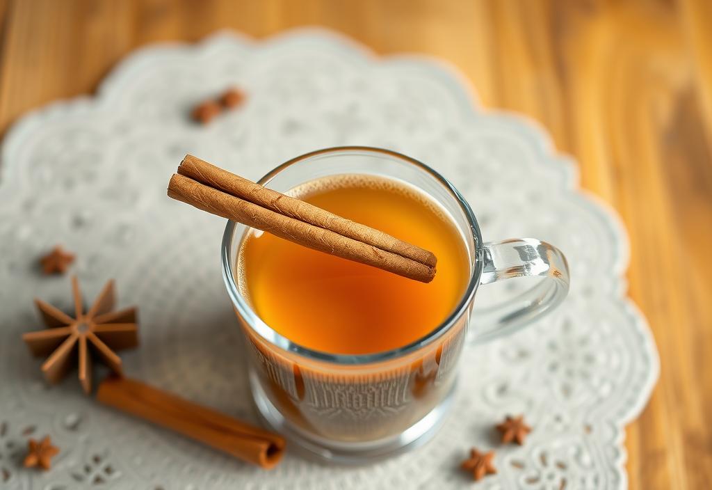 A cup of chai tea with a cinnamon stick