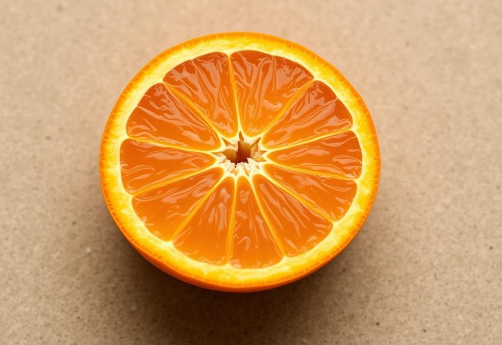 A Navel orange sliced in half