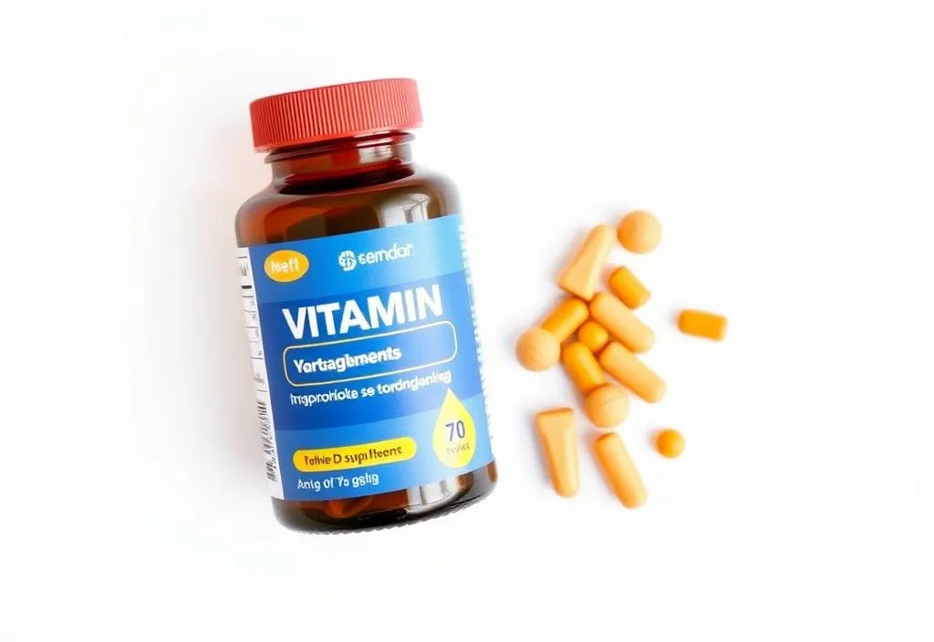 A vitamin D supplement bottle on a white background