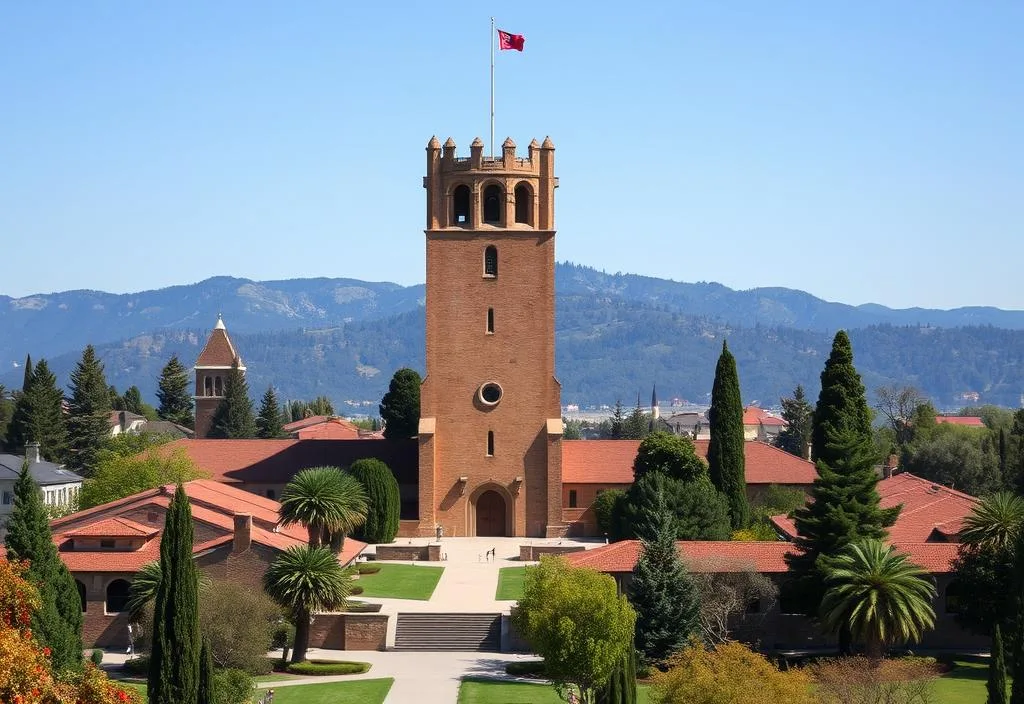 Stanford University campus with the Hoover Tower