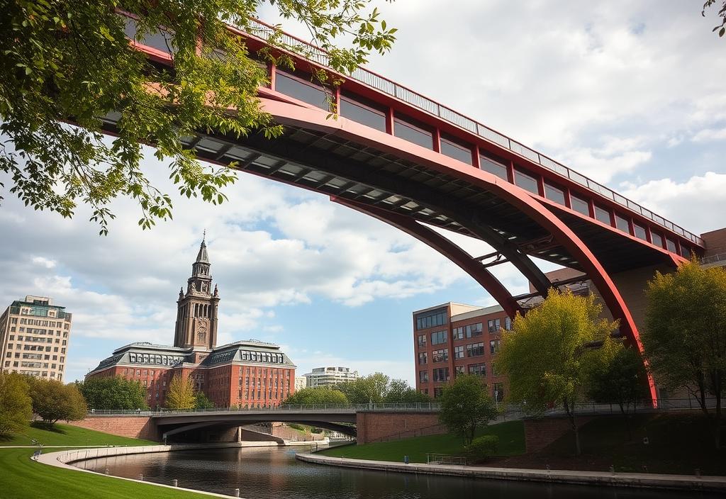 Carnegie Mellon University campus with the Randy Pausch Bridge