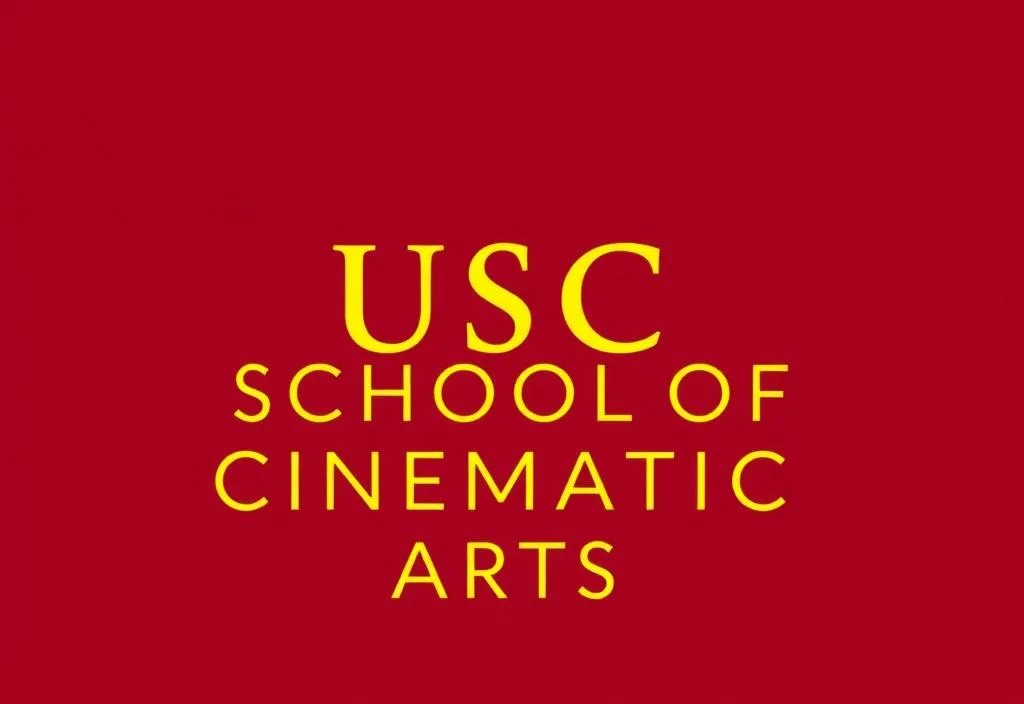 USC School of Cinematic Arts logo with a red background