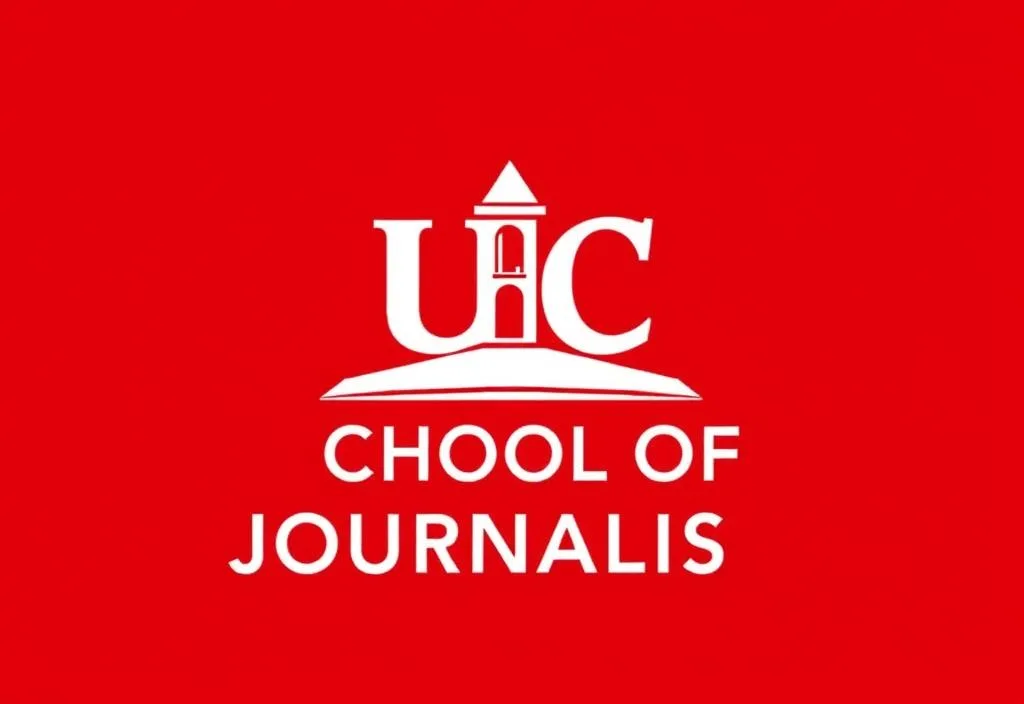 UC Berkeley School of Journalism logo with a red background