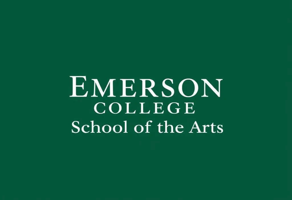 Emerson College School of the Arts logo with a green background