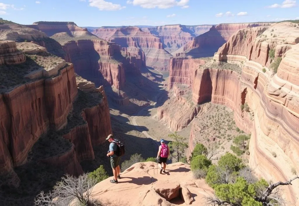 Hiking down into the Grand Canyon