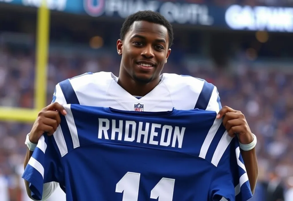 A photo of Anthony Richardson holding a Colts jersey