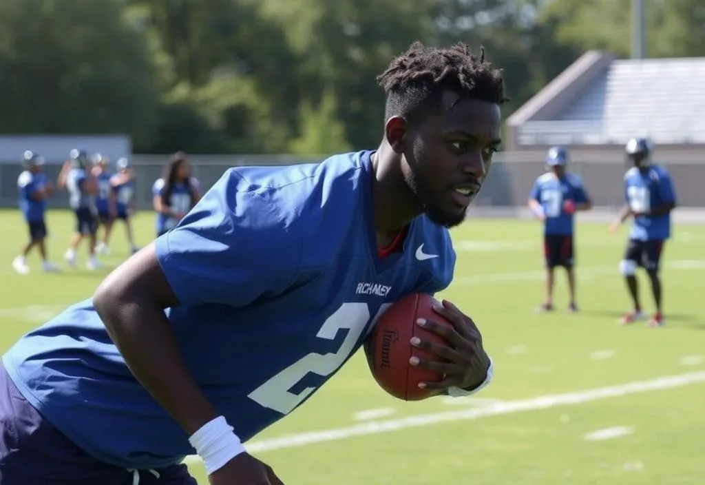 A photo of Anthony Richardson participating in a charity football camp