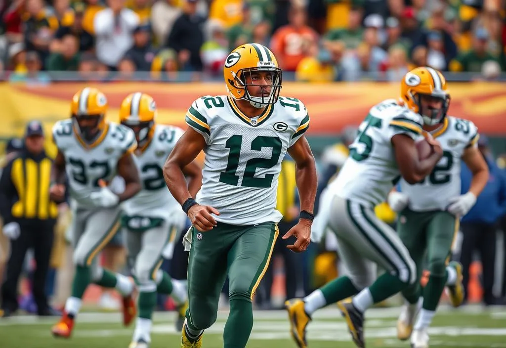 A Packers veteran player in action, leading his teammates