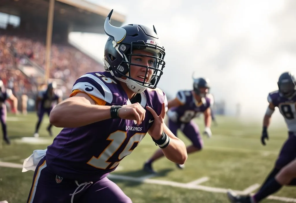 A Vikings young player in action, making a mistake