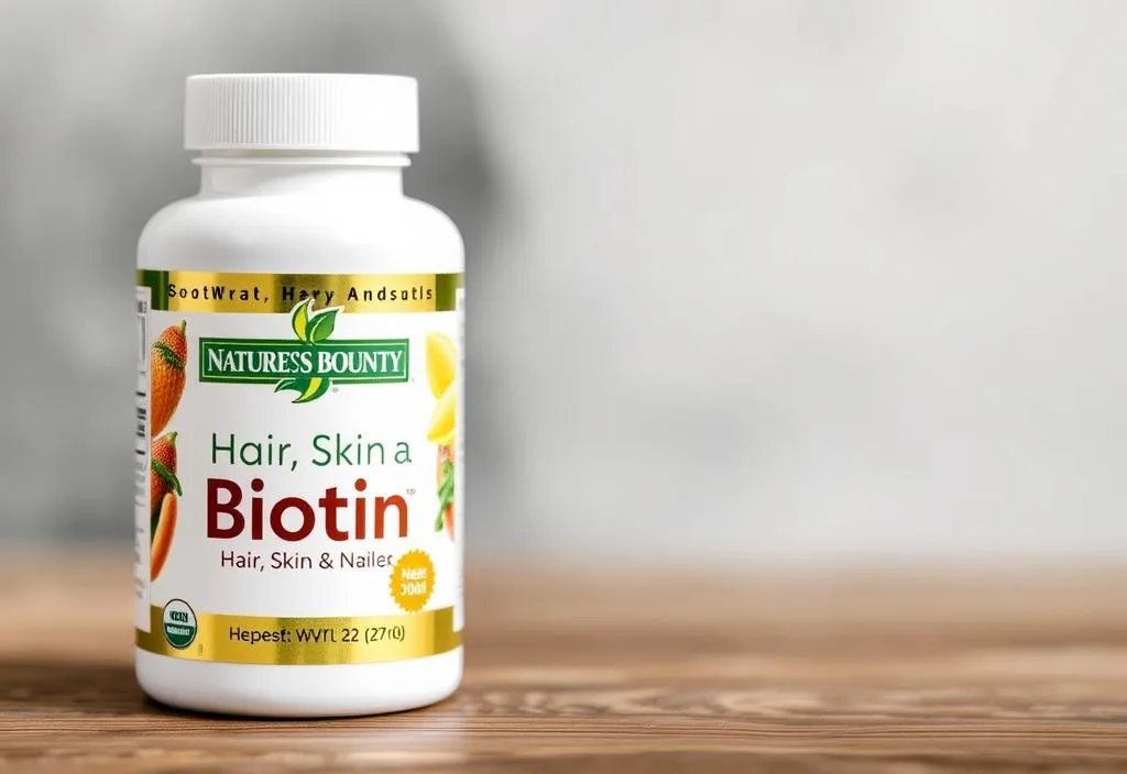 A bottle of Nature's Bounty Hair, Skin, and Nails Biotin