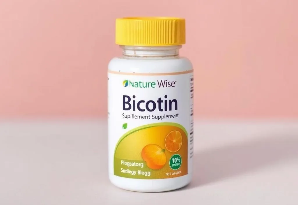 A bottle of NatureWise Biotin Supplement