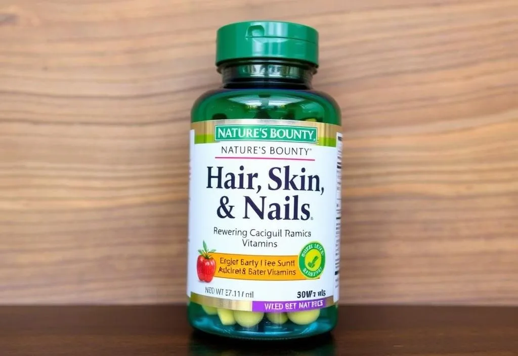 A bottle of Nature's Bounty Hair, Skin, and Nails Vitamins