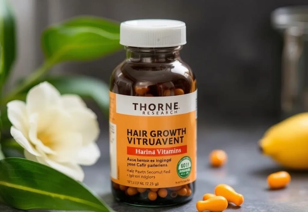 A bottle of Thorne Research Hair Growth Vitamins