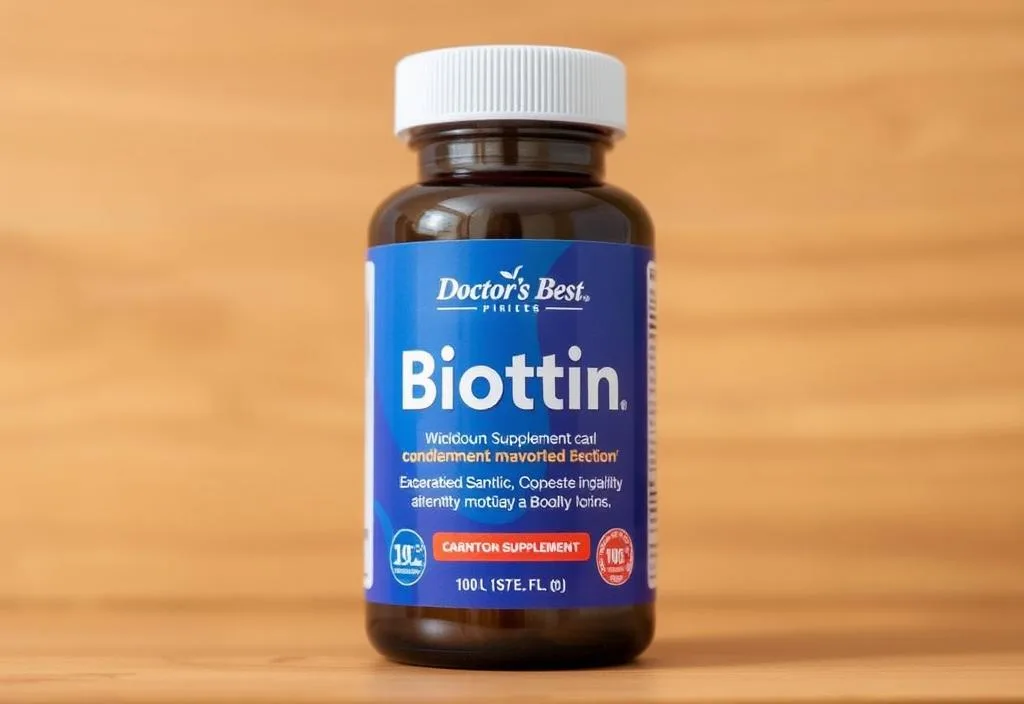 A bottle of Doctor's Best Biotin Supplement