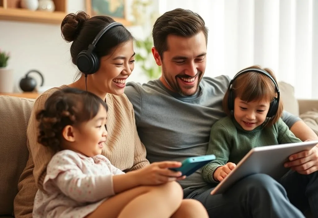 A family enjoying music together using Spotify Family Plan