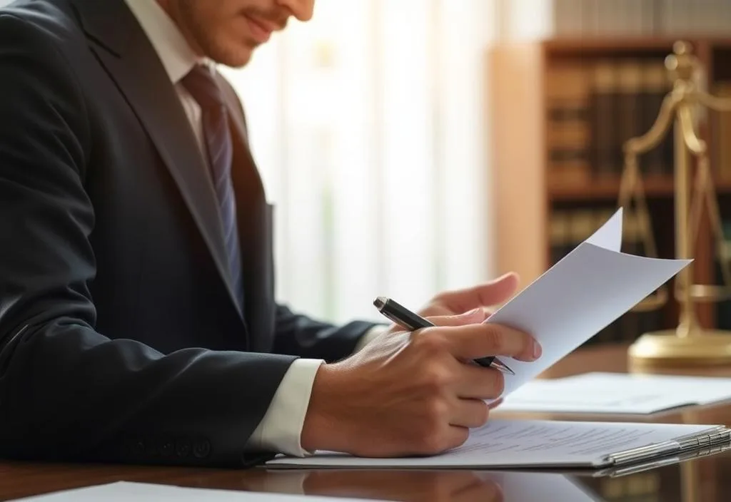 A photo of a lawyer reviewing a case file