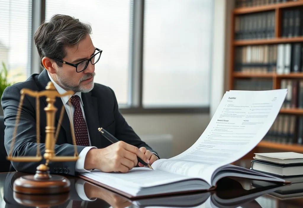 A photo of a lawyer reviewing a case file