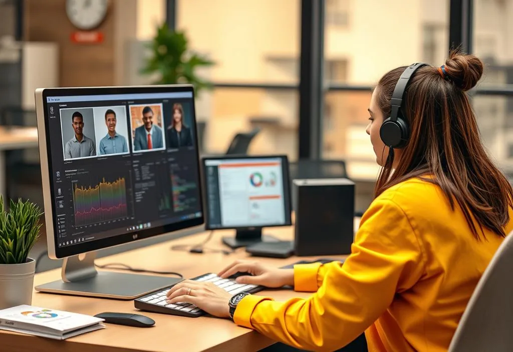 A person using a computer to manage employees