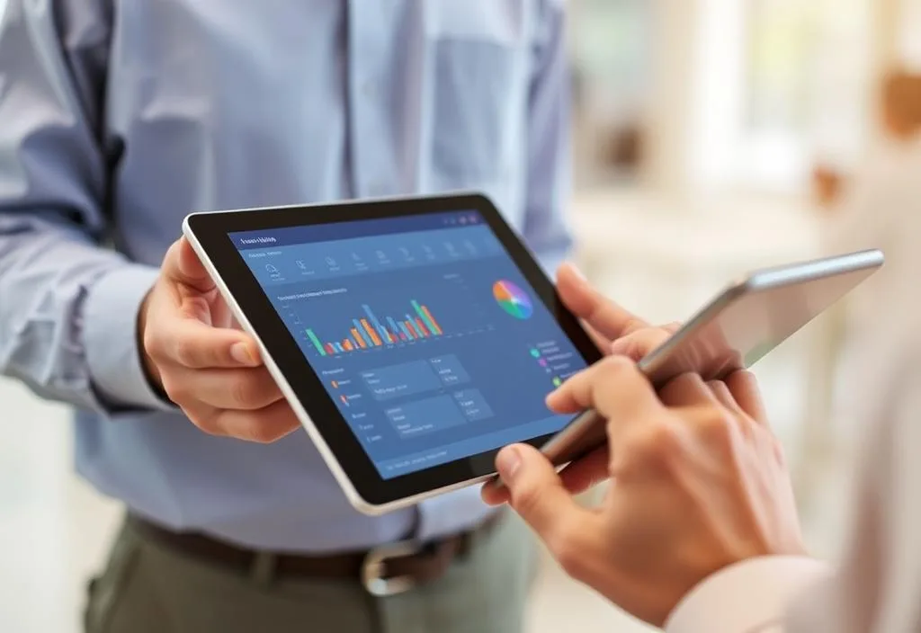 A person using a tablet to manage employees