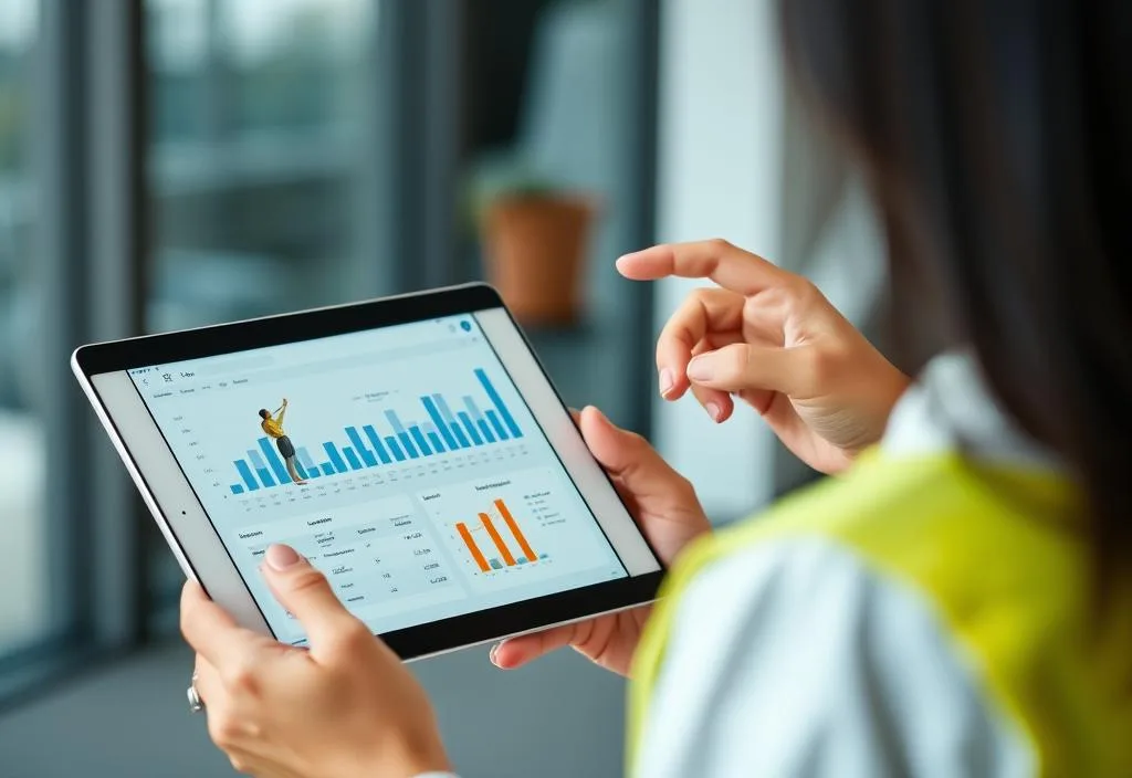 A person using a tablet to manage employees