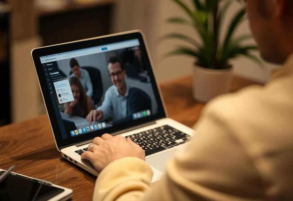 A person using LinkedIn on their laptop