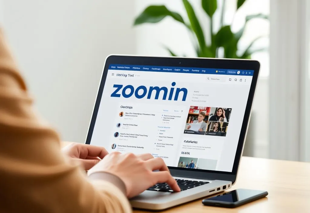 A person using ZoomInfo on their laptop