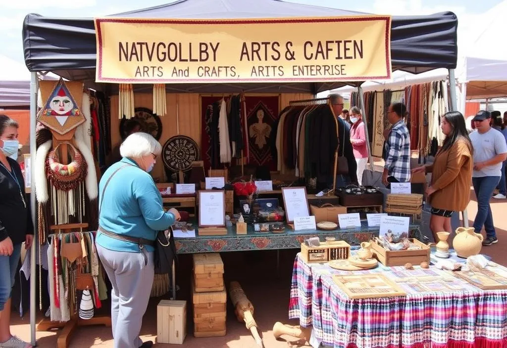 A photo of a Navajo Nation Arts and Crafts Enterprise market stall