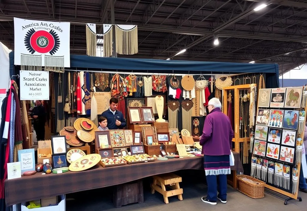 A photo of a Native American Arts and Crafts Association market stall