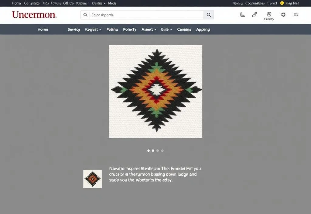 A screenshot of an UncommonGoods listing for a Navajo-inspired design