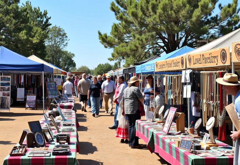 A photo of a local craft fair with Navajo jewelry vendors