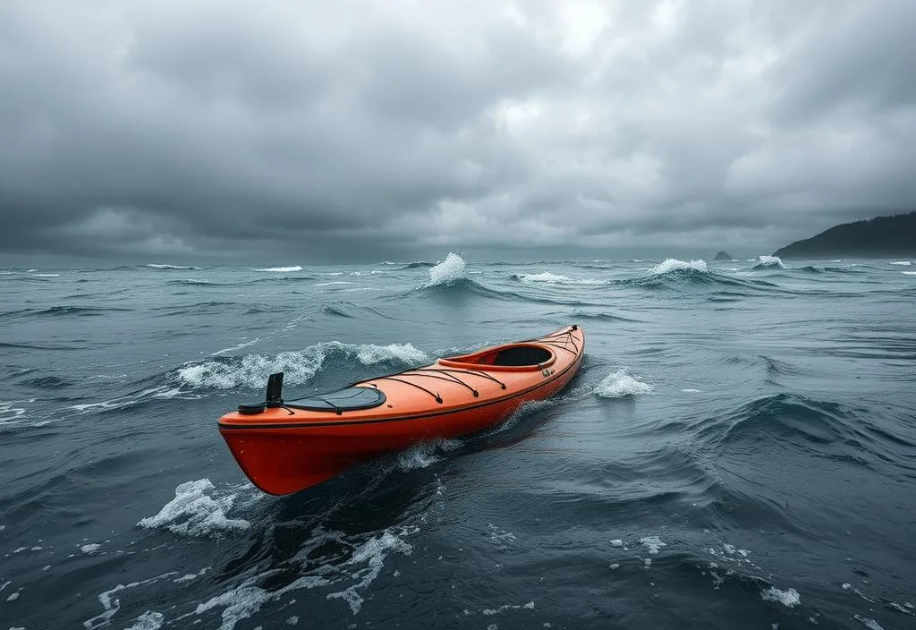 A kayak in a stormy weather