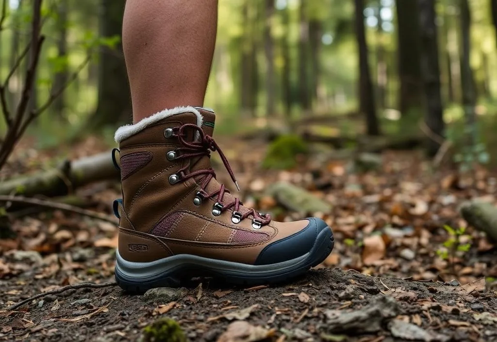 A person wearing Keen Targhee II Mid boots in the woods