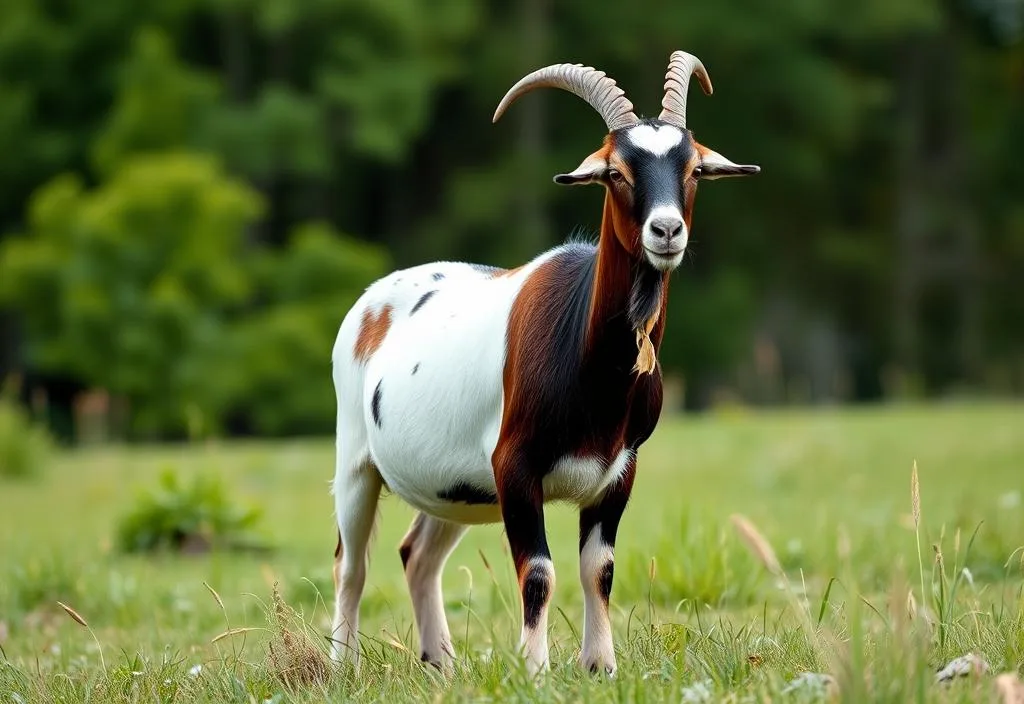 A photo of a Tennessee Meat Goat standing in a field