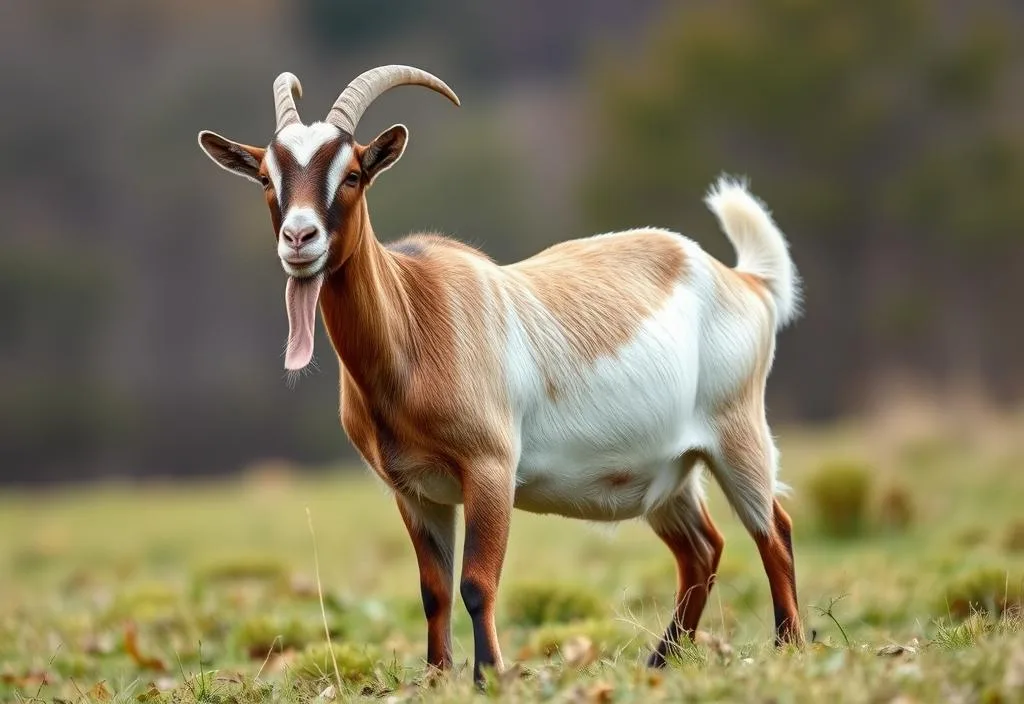 A photo of a Tennessee Meat Goat standing in a field