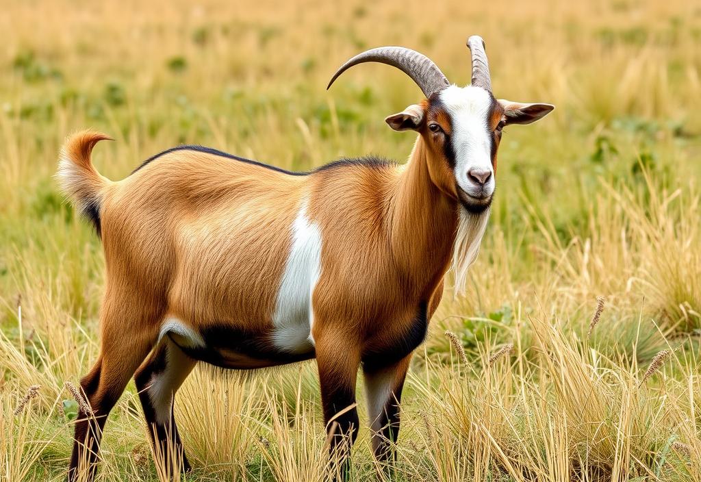 A photo of a Tennessee Meat Goat standing in a field