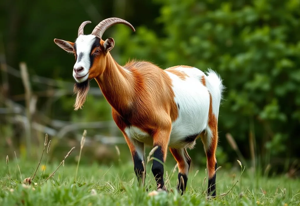 A photo of a Tennessee Meat Goat standing in a field