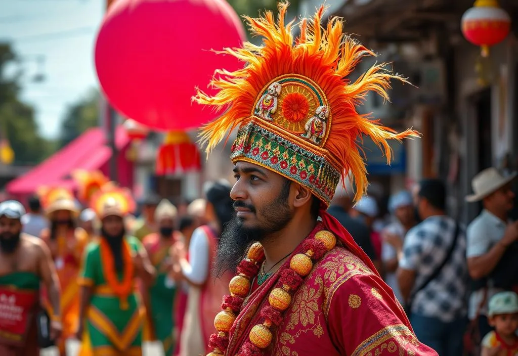 A person participating in a local festival or celebration