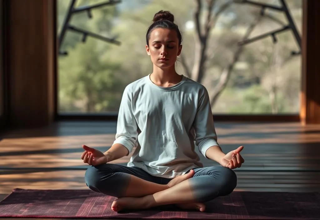 A person meditating in a peaceful environment