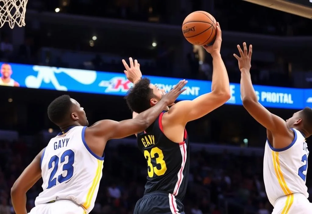 Rudy Gay shooting a three-pointer against the Golden State Warriors