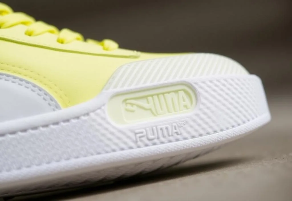 A close-up shot of the Puma Clyde Court Disrupt's IGNITE midsole