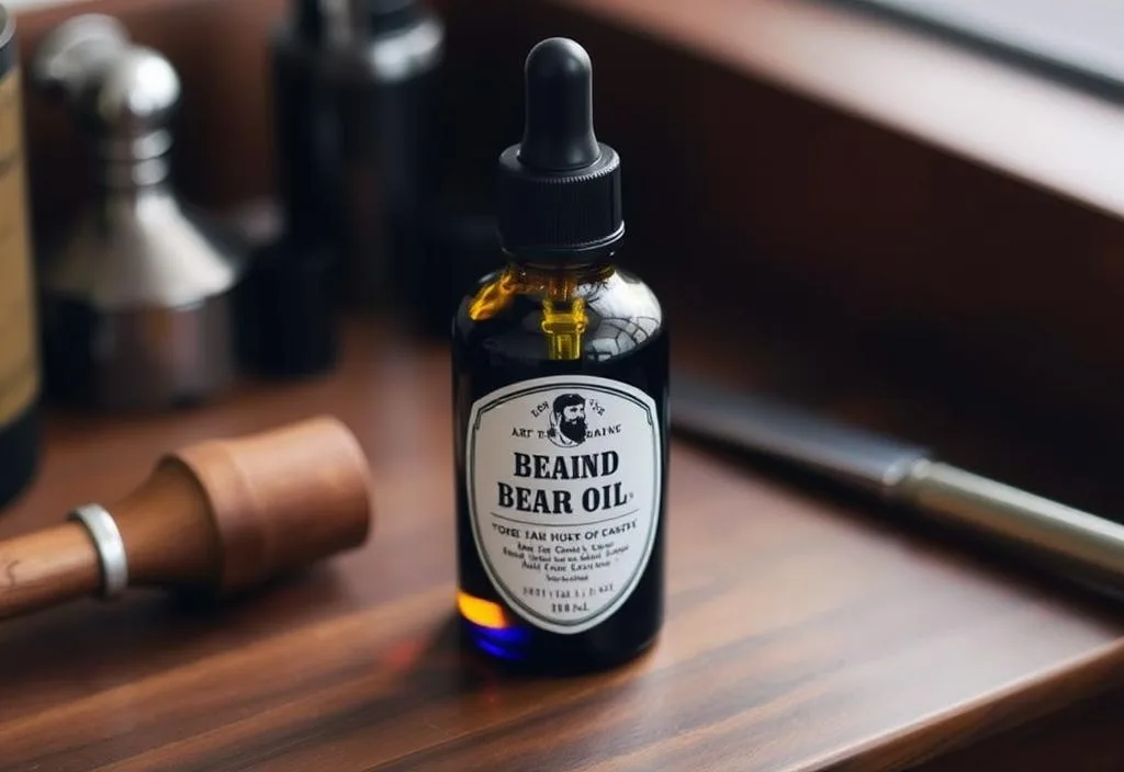 A bottle of The Art of Shaving Beard Oil