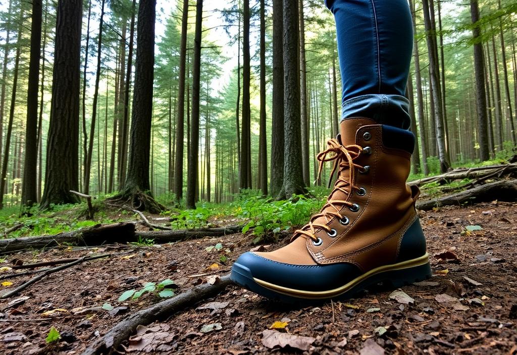 A pair of Danner Acadia 3.0 boots in the forest