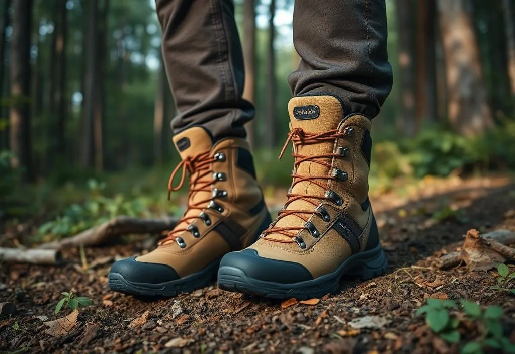 A pair of Columbia Titanium II boots in the forest