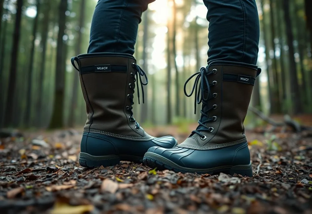 A pair of Muck Boot Arctic Sport boots in the forest