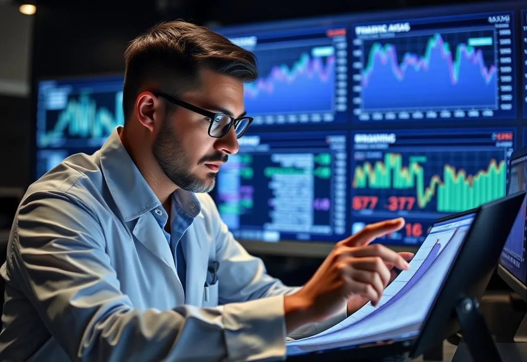 A photo of a financial analyst working with data