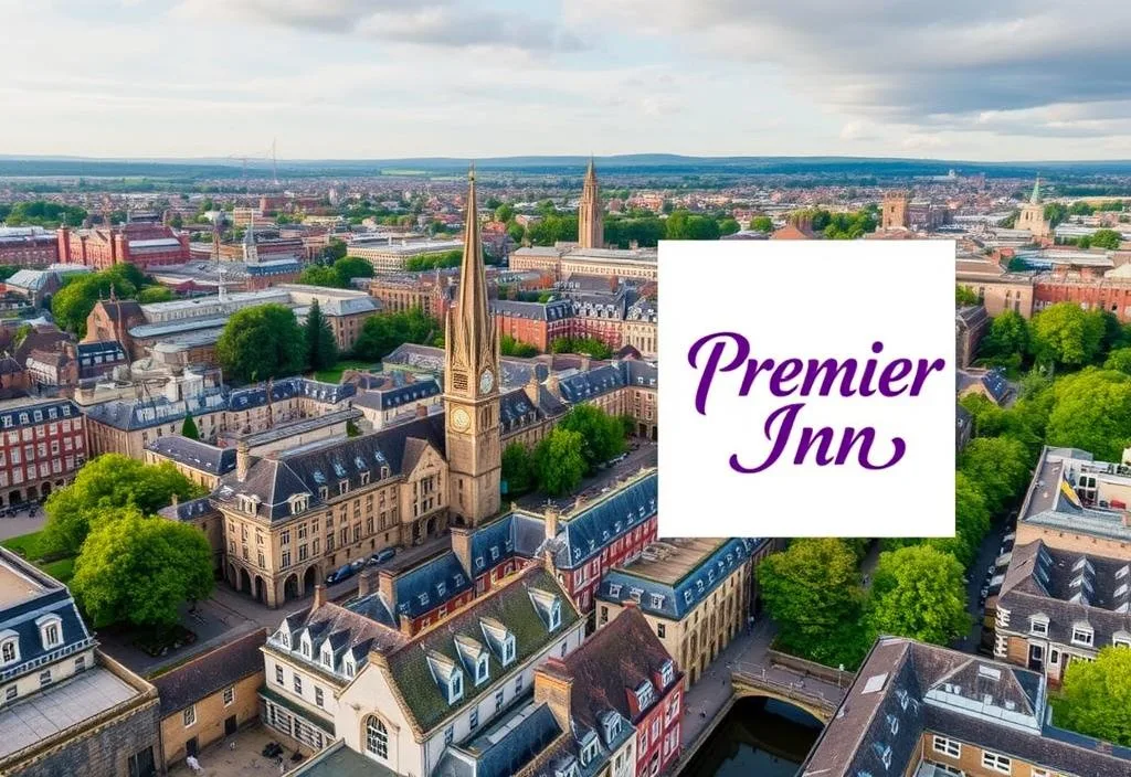 Aerial view of Blackfriars with the Premier Inn logo