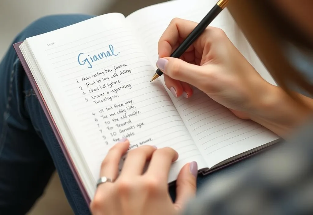 A person writing down their goals in a journal