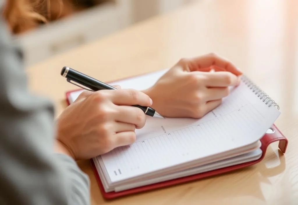 A person using a planner to plan their day